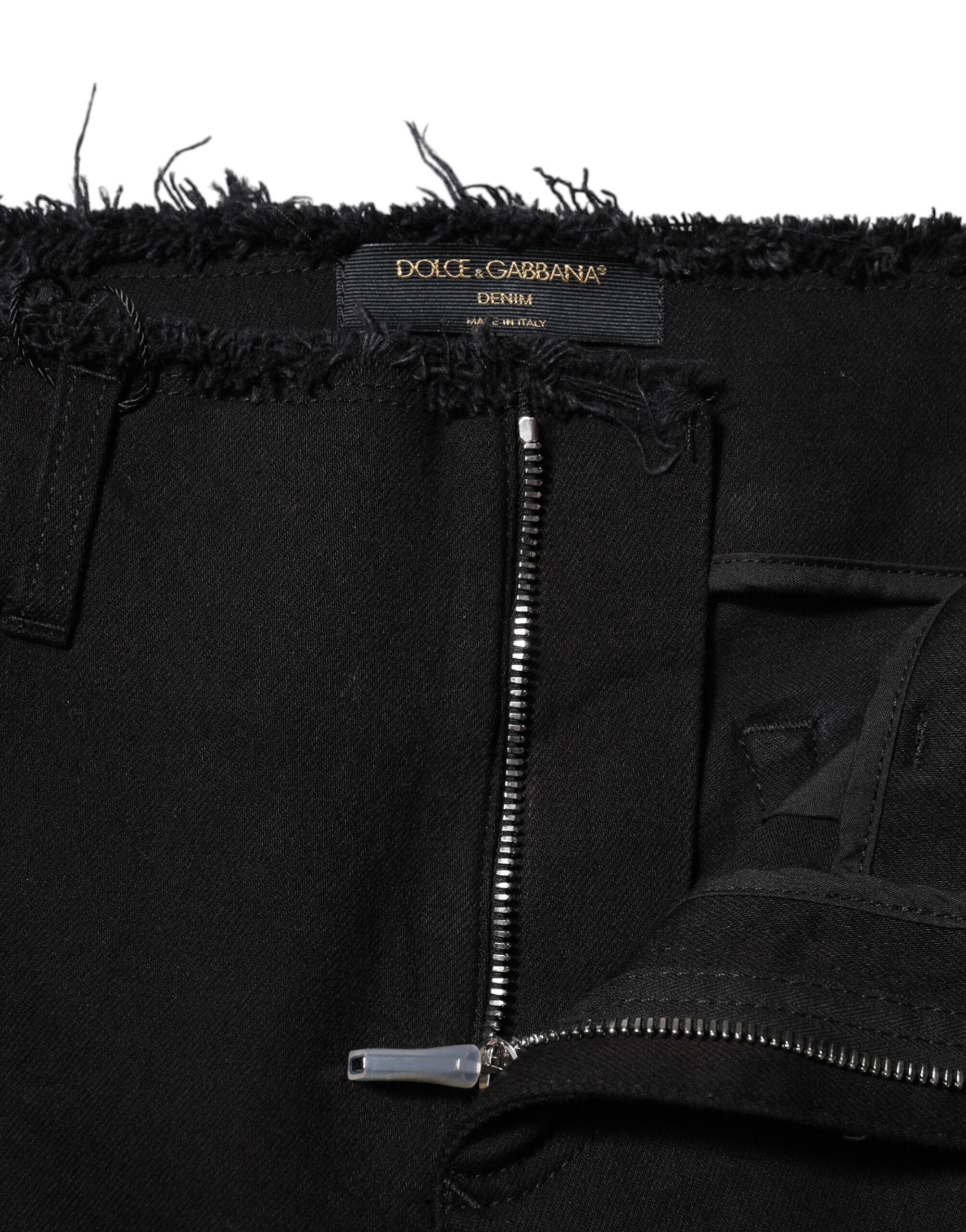 Dolce &amp; Gabbana Black Cotton Mid Waist Flared Denim Jeans 