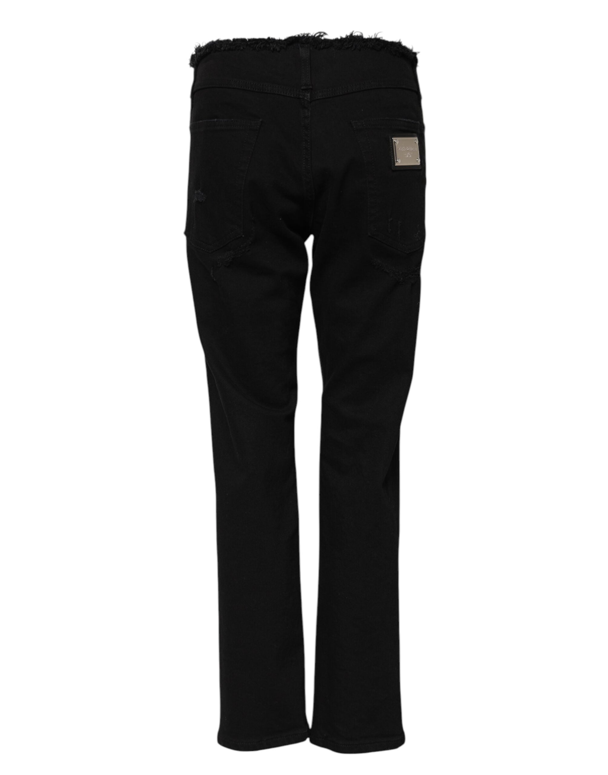 Dolce &amp; Gabbana Black Cotton Mid Waist Flared Denim Jeans 