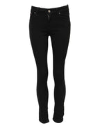 Dolce &amp; Gabbana Black Cotton Skinny Mid Waist Denim Jeans 