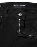 Dolce &amp; Gabbana Black Cotton Skinny Mid Waist Denim Jeans 