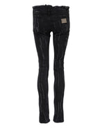 Dolce &amp; Gabbana Black Cotton Tattered Skinny Denim Jeans 