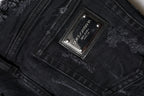 Dolce &amp; Gabbana Black Cotton Tattered Skinny Denim Jeans 