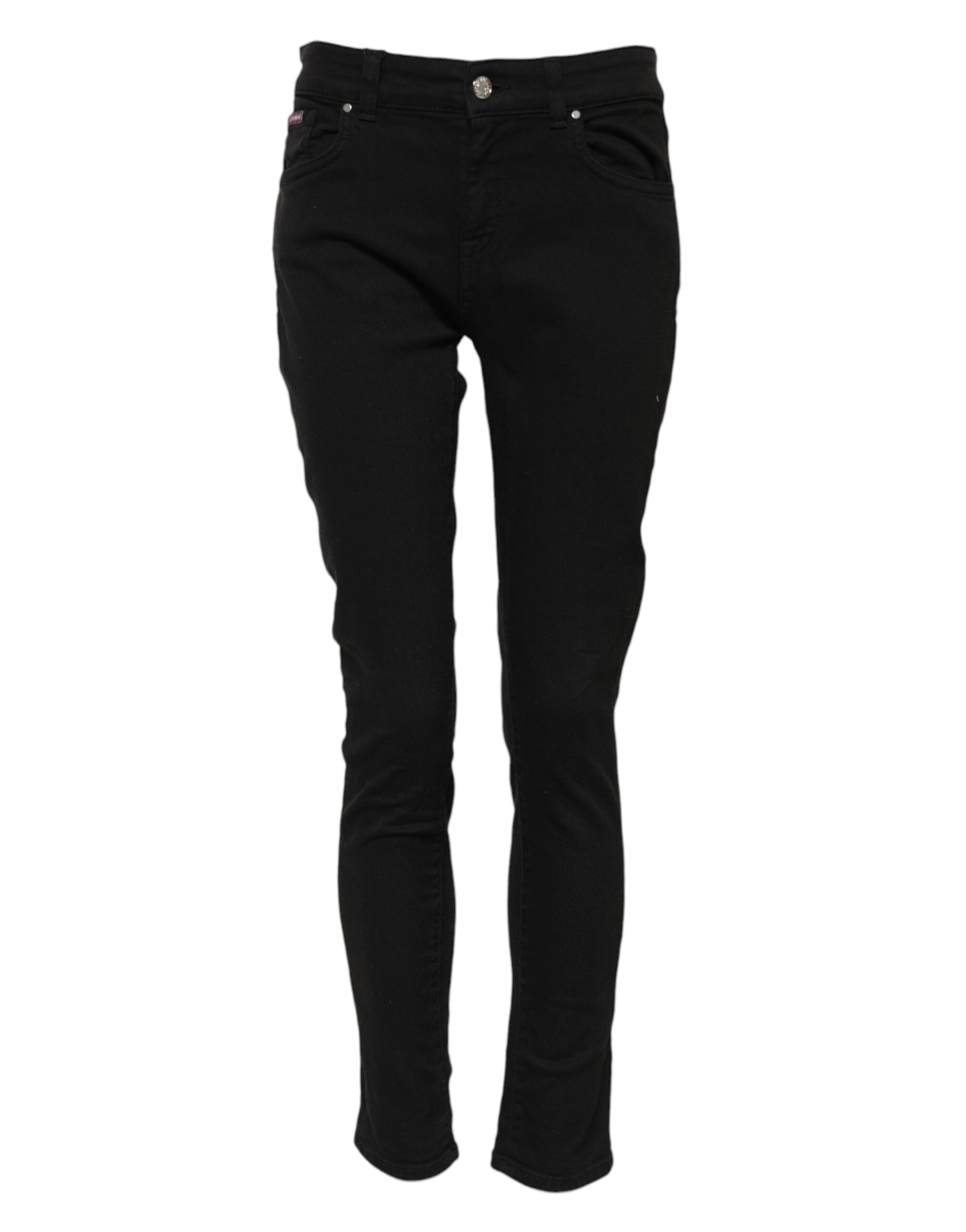 Dolce &amp; Gabbana Black Cotton Skinny Mid Waist Denim Jeans 