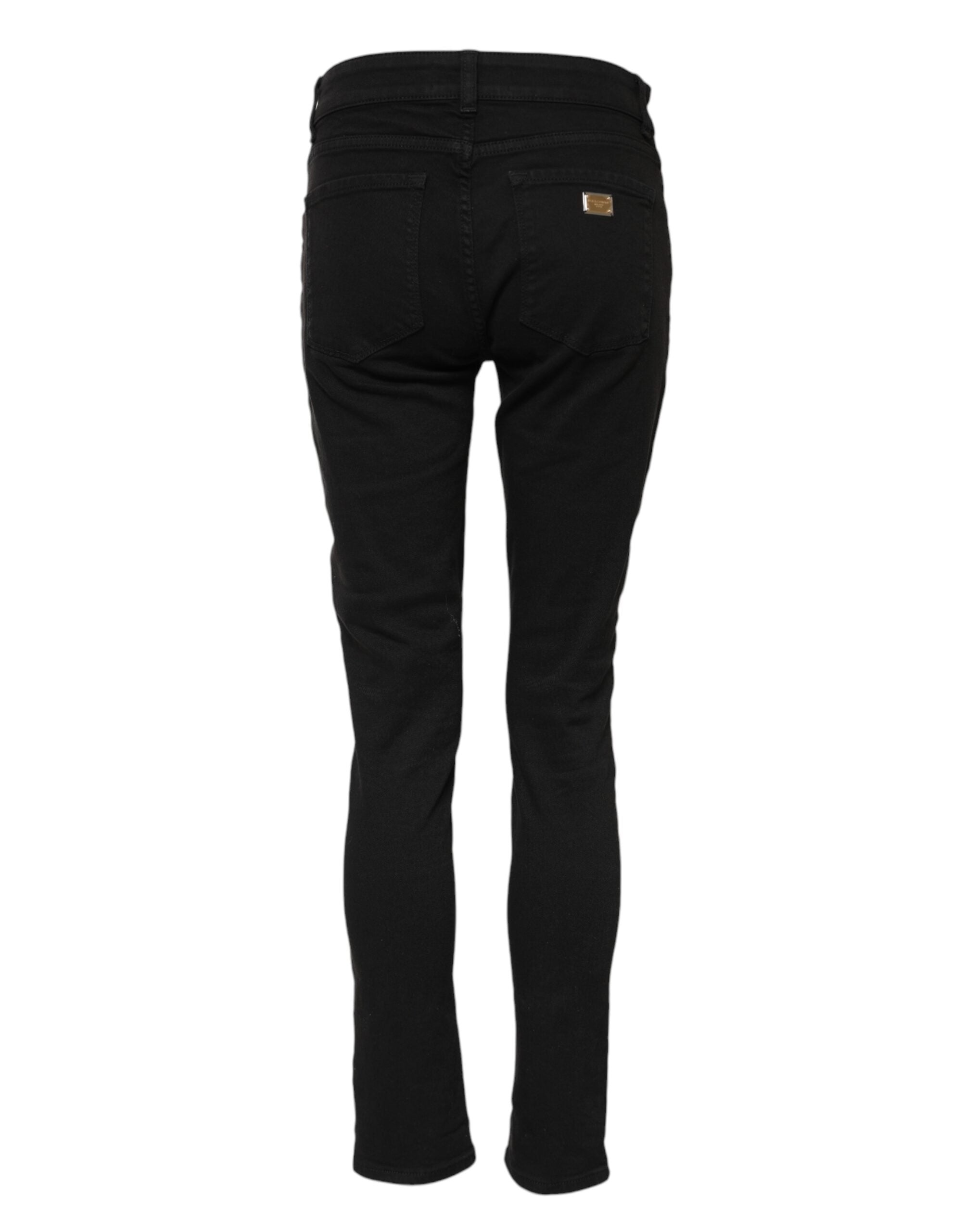 Dolce &amp; Gabbana Black Cotton Skinny Mid Waist Denim Jeans 