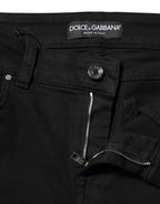 Dolce &amp; Gabbana Black Cotton Skinny Mid Waist Denim Jeans 