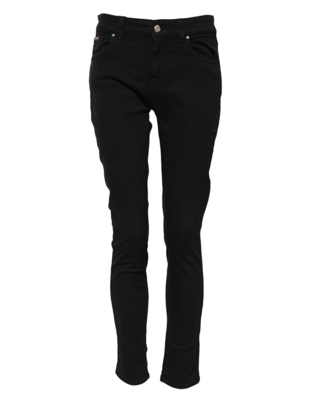 Dolce &amp; Gabbana Black Cotton Logo Skinny Mid Waist Denim Jeans 