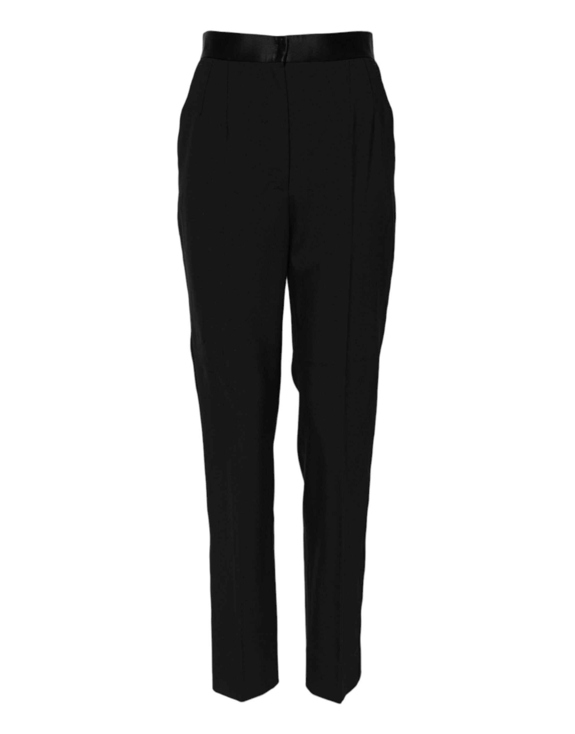 Dolce &amp; Gabbana Black Wool Tapered High Waist Pants 