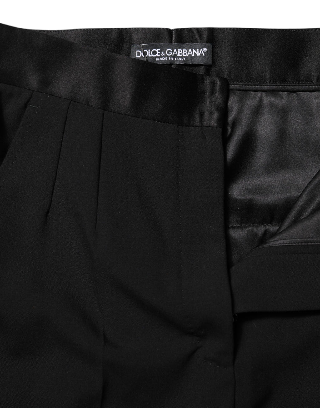 Dolce &amp; Gabbana Black Wool Tapered High Waist Pants 