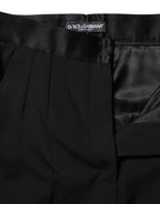 Dolce &amp; Gabbana Black Wool Tapered High Waist Pants 