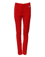 Dolce &amp; Gabbana Red Mid Waist Slim Fit Pants