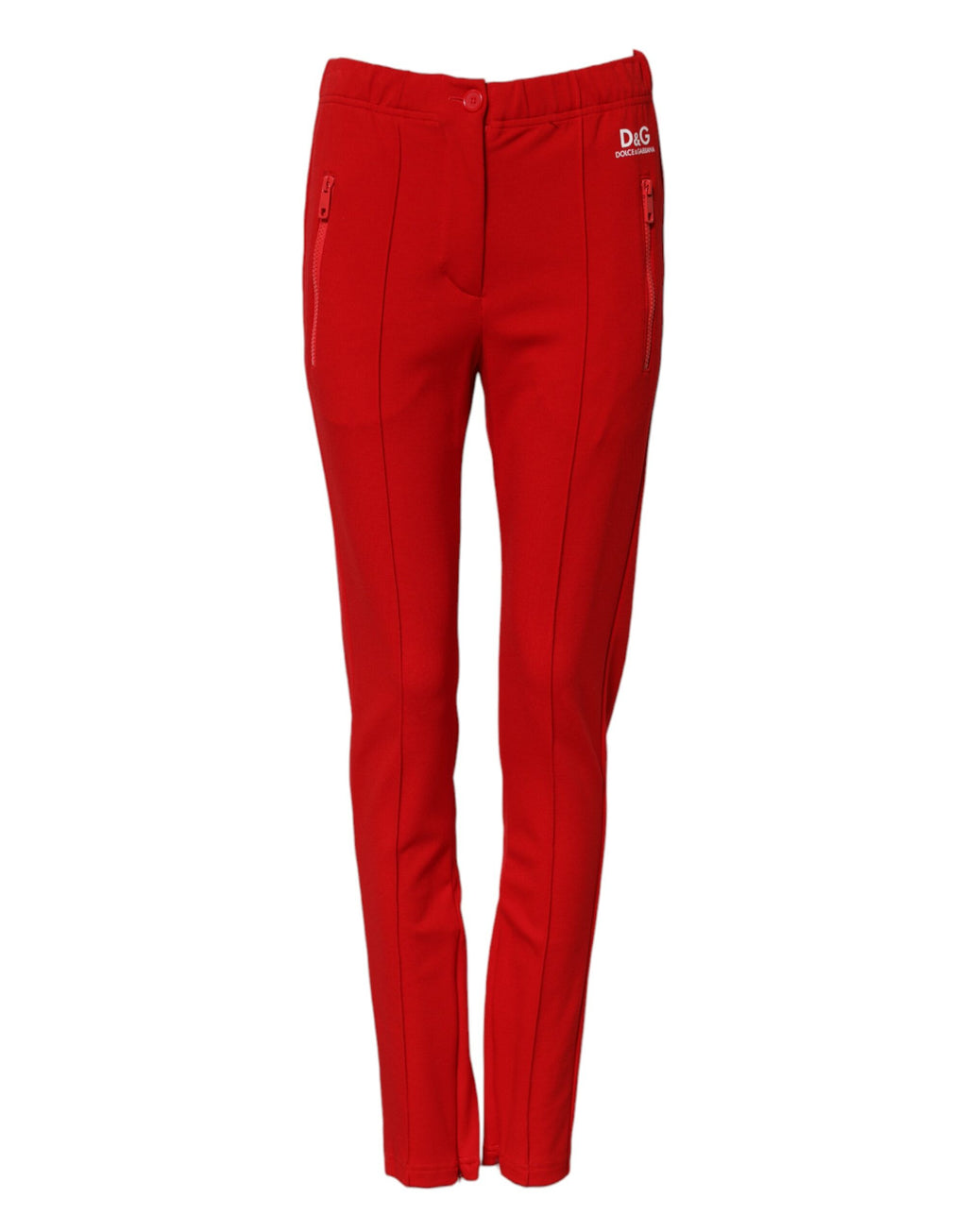 Dolce &amp; Gabbana Red Mid Waist Slim Fit Pants