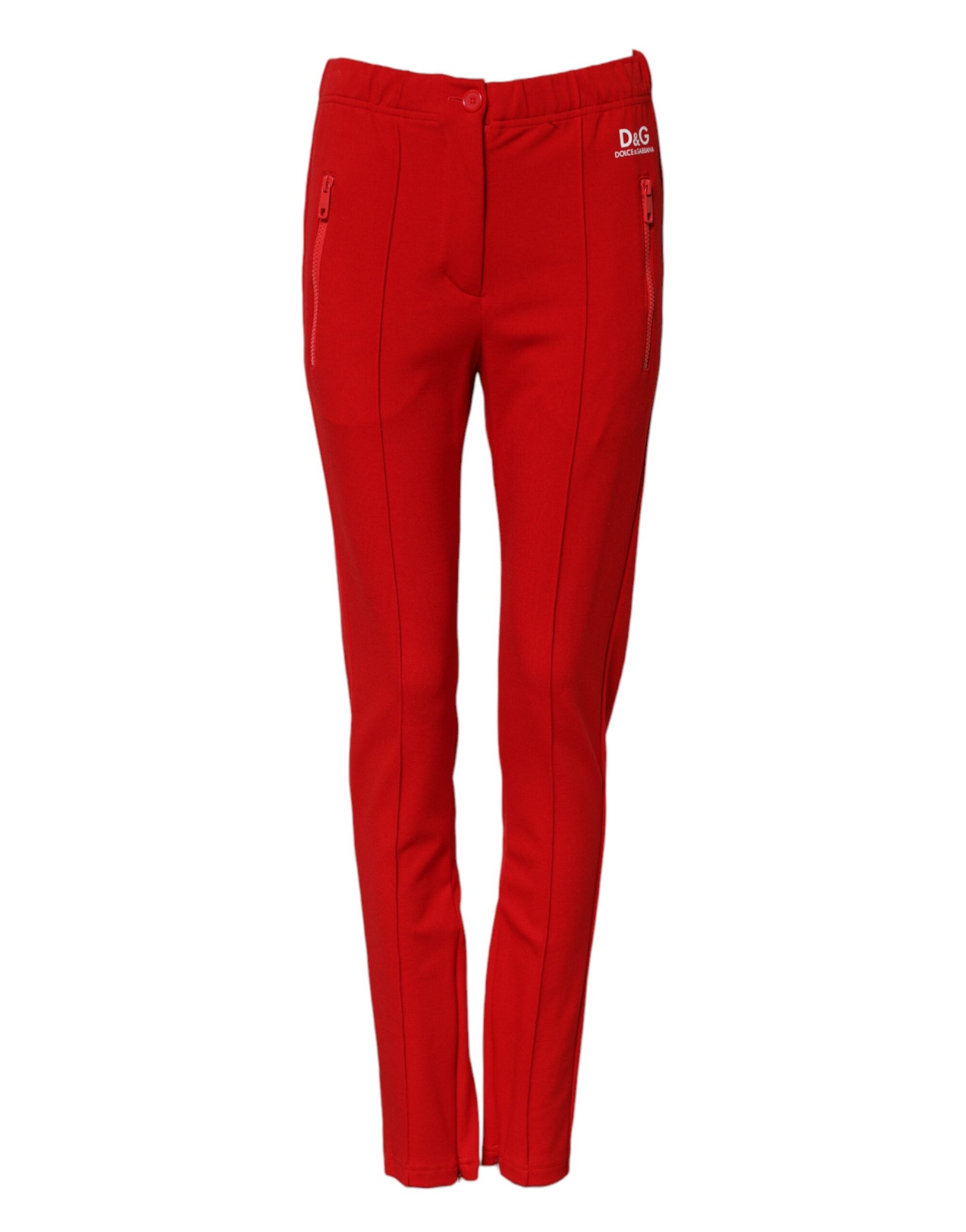 Dolce &amp; Gabbana Red Mid Waist Slim Fit Pants