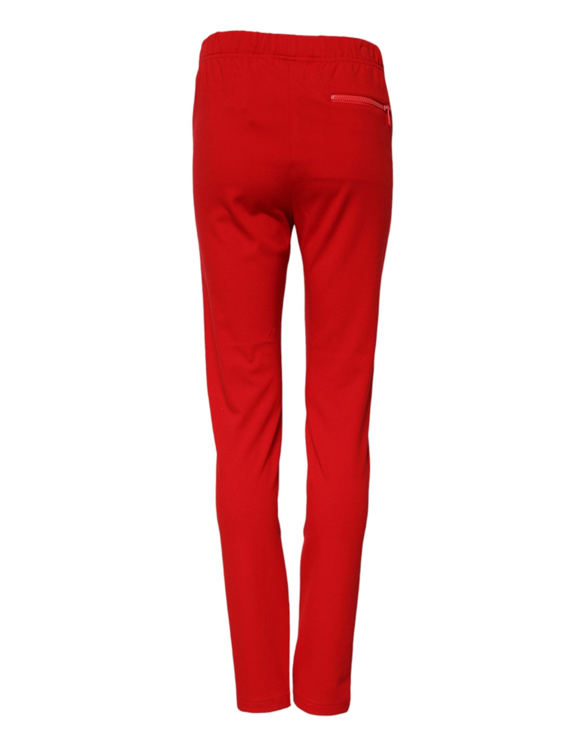 Dolce &amp; Gabbana Red Mid Waist Slim Fit Pants