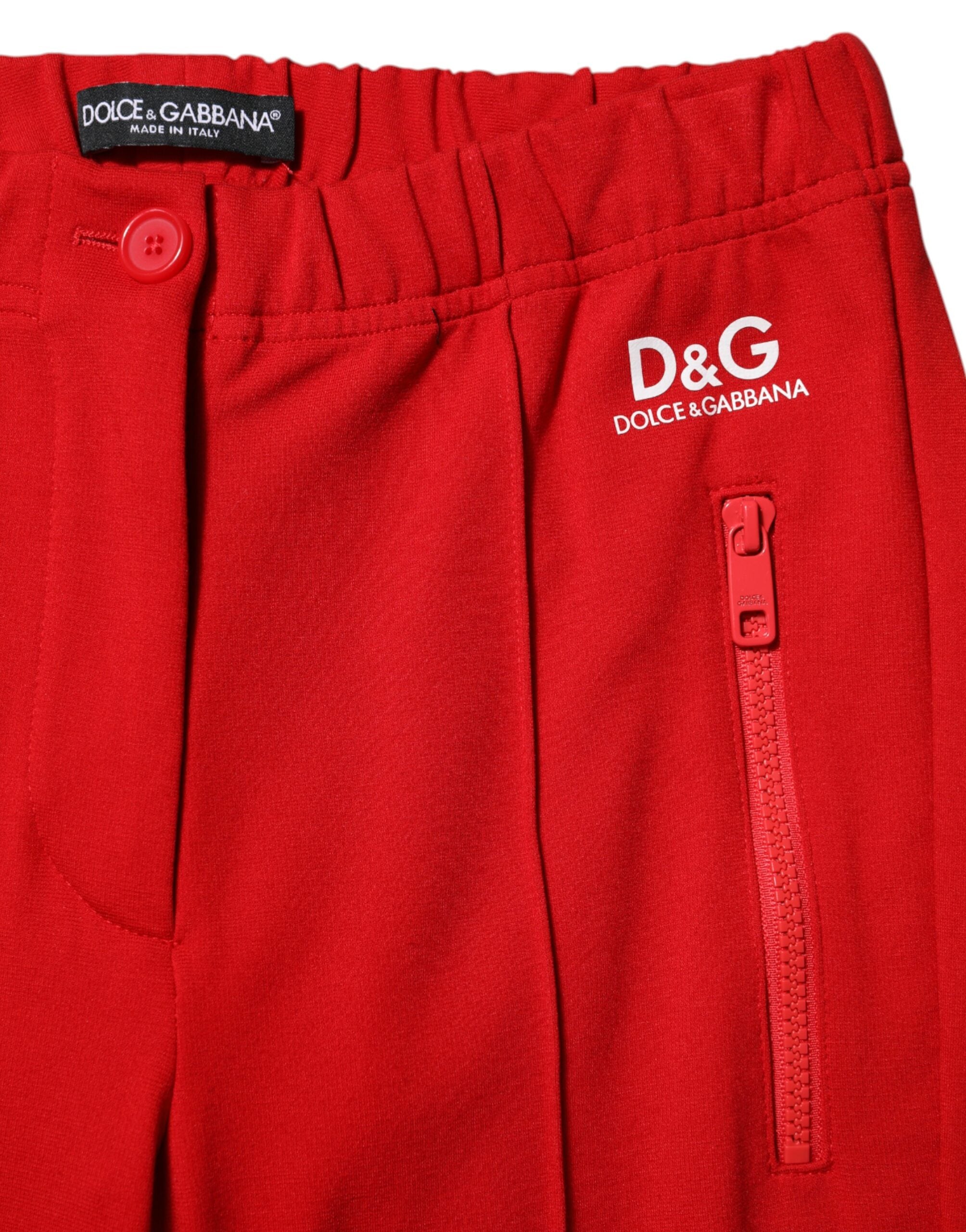 Dolce &amp; Gabbana Red Mid Waist Slim Fit Pants