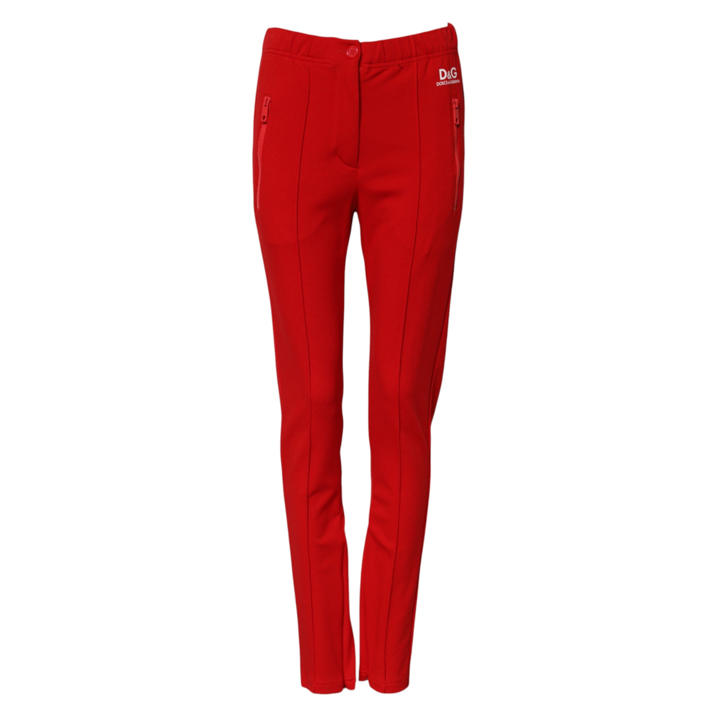 Dolce &amp; Gabbana Red Mid Waist Slim Fit Pants