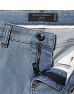 Dolce &amp; Gabbana Blue Cotton PRETTY MidWaist Skinny Denim Jeans 
