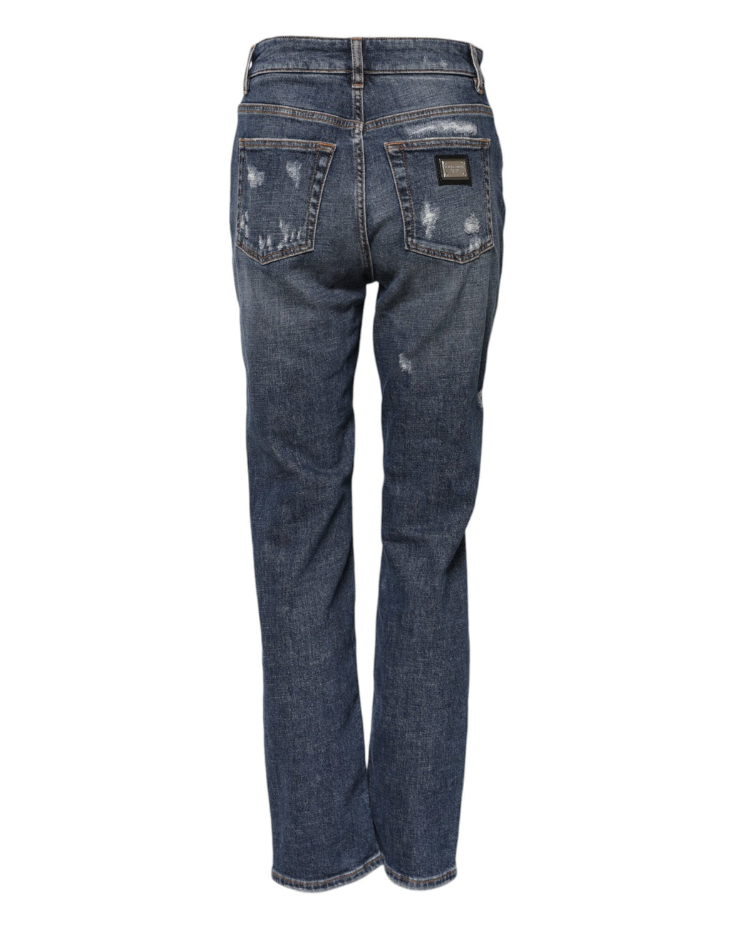 Dolce &amp; Gabbana Blue Cotton Boyfriend Tattered Denim Jeans 
