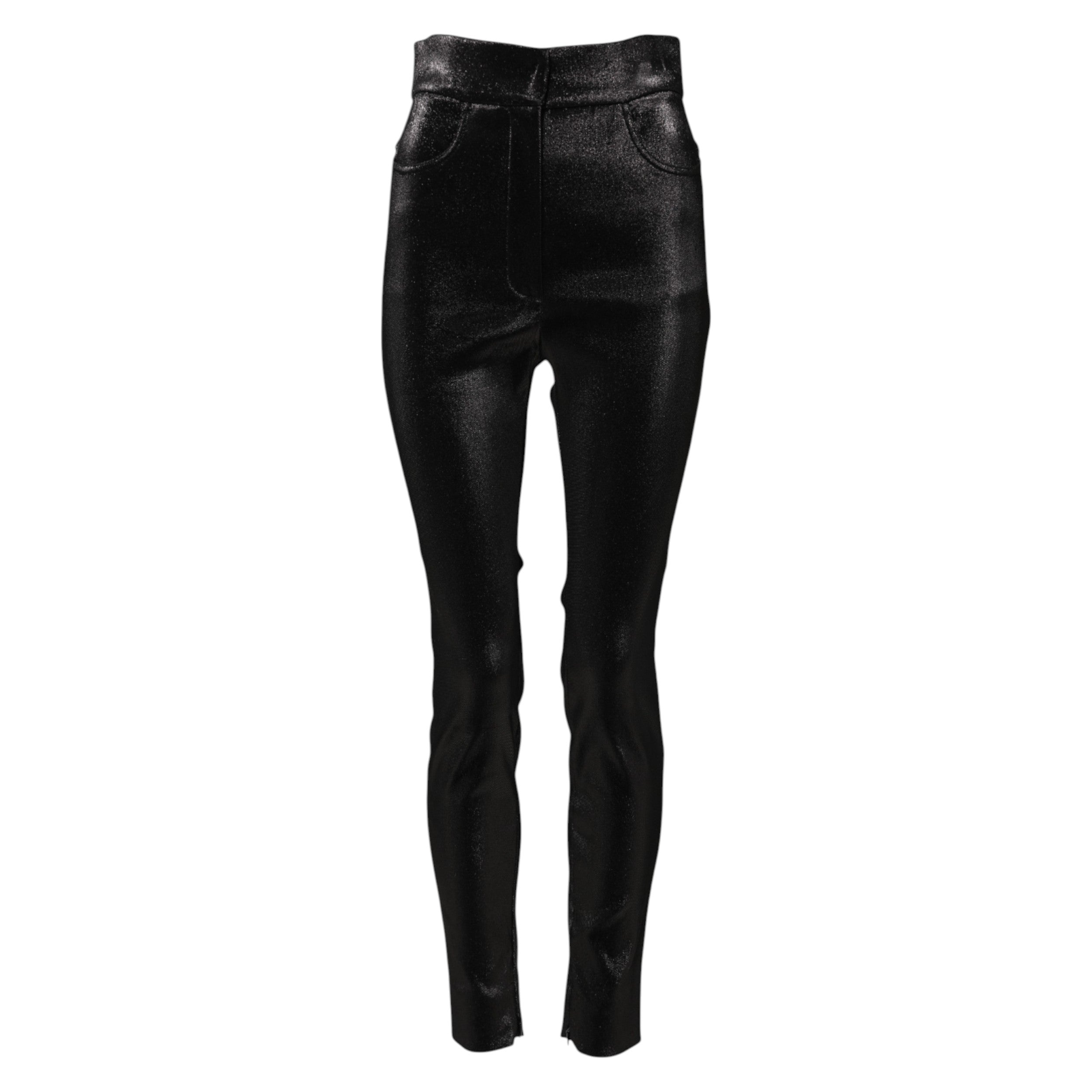 Dolce &amp; Gabbana Black Cotton Stretch Lurex Thread Skinny Pants 