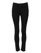 Dolce &amp; Gabbana Black Cotton Skinny Mid Waist Denim Jeans 