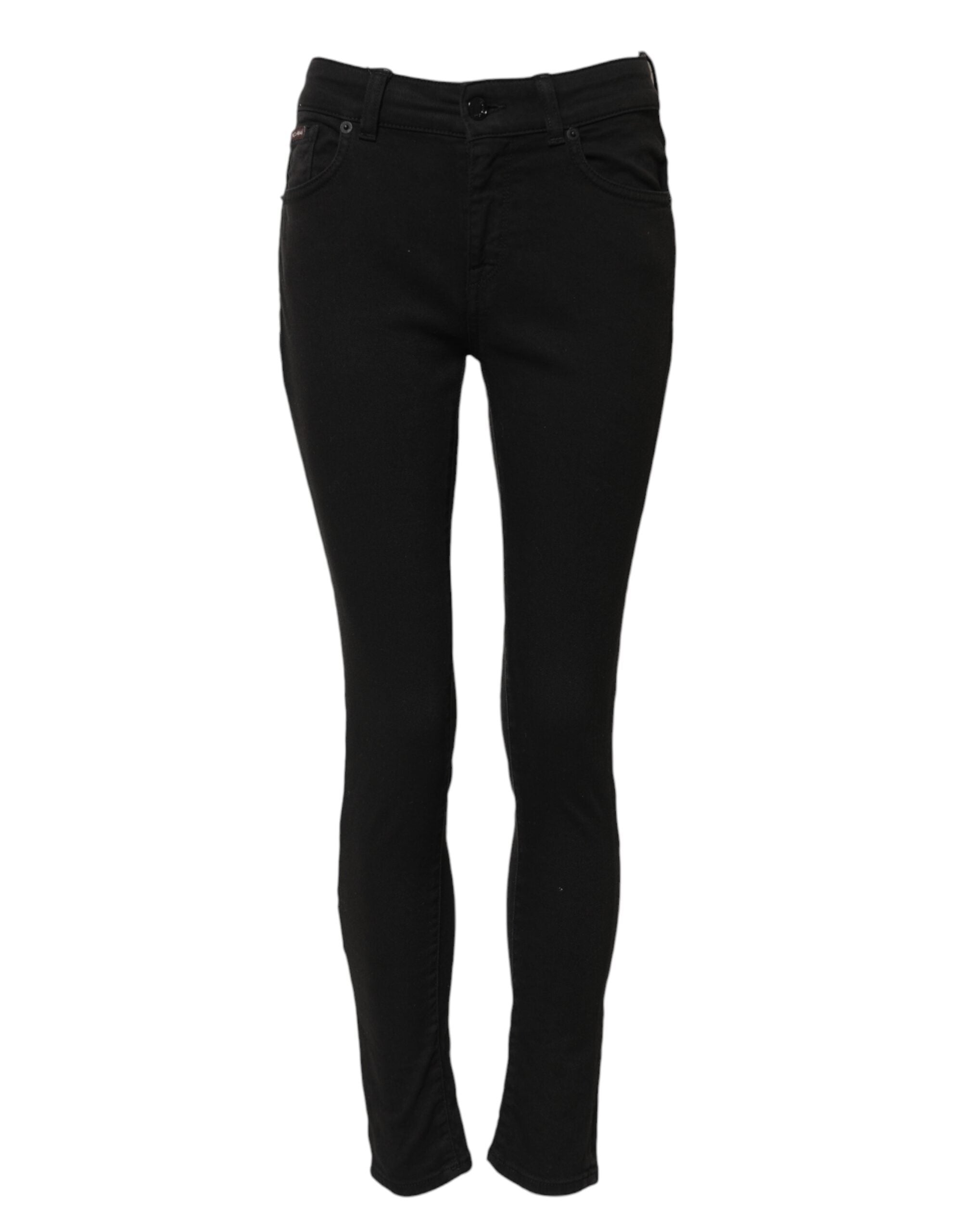 Dolce &amp; Gabbana Black Cotton Skinny Mid Waist Denim Jeans 