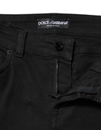 Dolce &amp; Gabbana Black Cotton Skinny Mid Waist Denim Jeans 