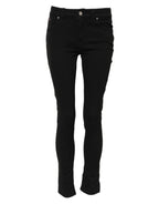 Dolce &amp; Gabbana Black Cotton Skinny Mid Waist Denim Jeans 