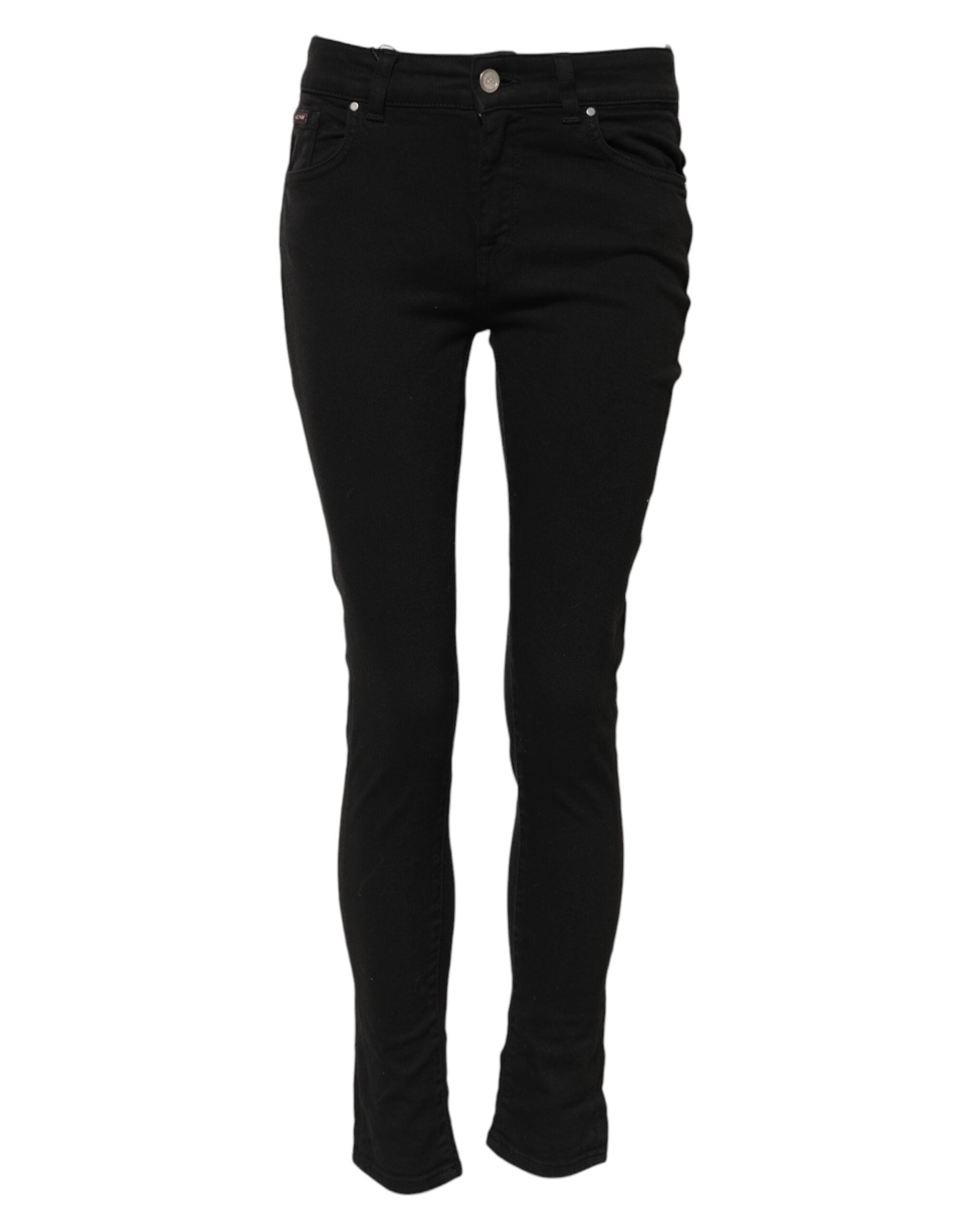 Dolce &amp; Gabbana Black Cotton Skinny Mid Waist Denim Jeans 