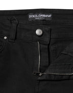 Dolce &amp; Gabbana Black Cotton Skinny Mid Waist Denim Jeans 