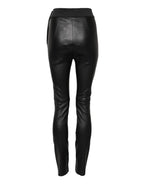 Dolce &amp; Gabbana Black Leather Elastic Waist Pants 