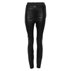 Dolce &amp; Gabbana Black Leather Elastic Waist Pants 