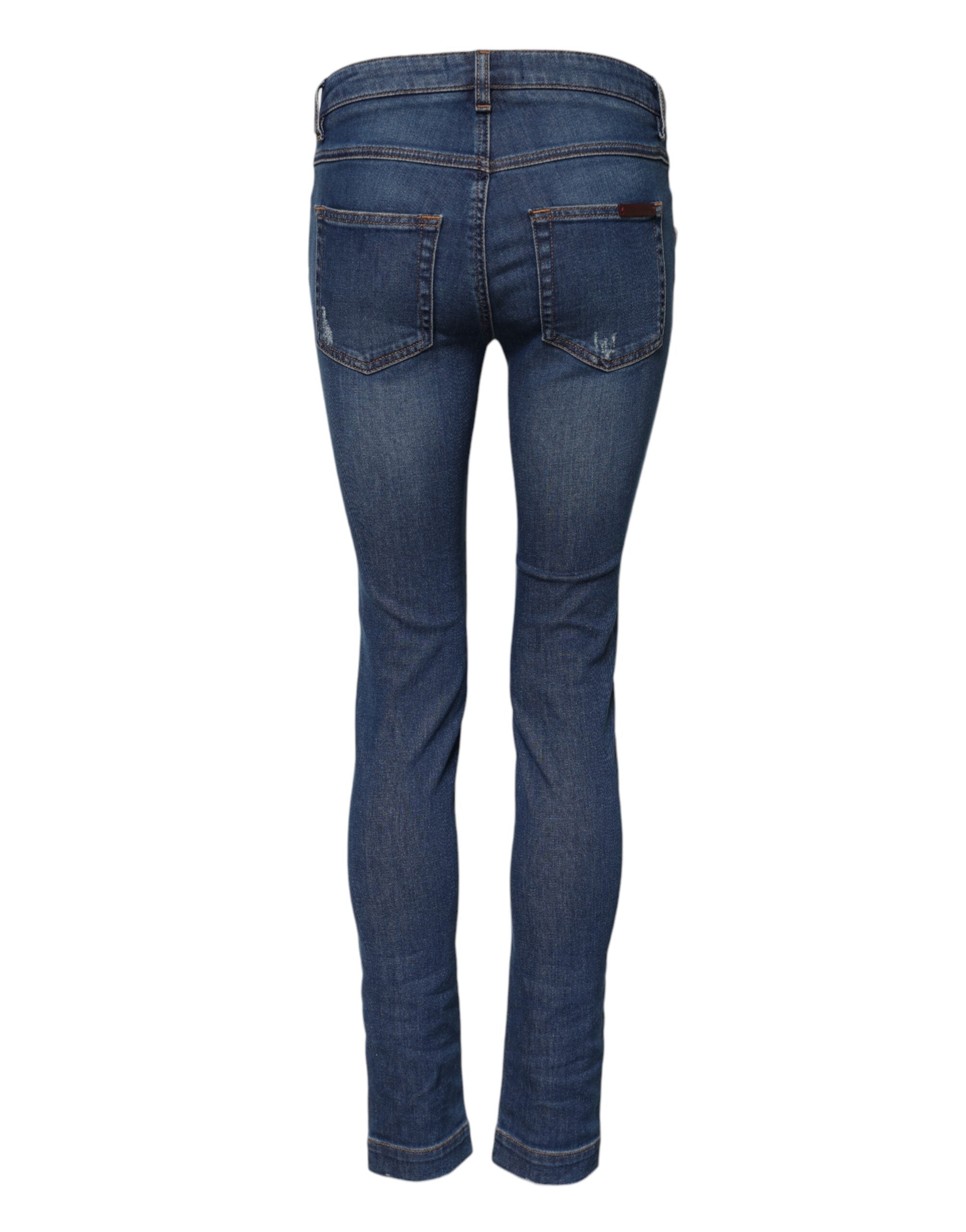 Dolce &amp; Gabbana Blue Cotton Low Waist Skinny Denim Jeans 
