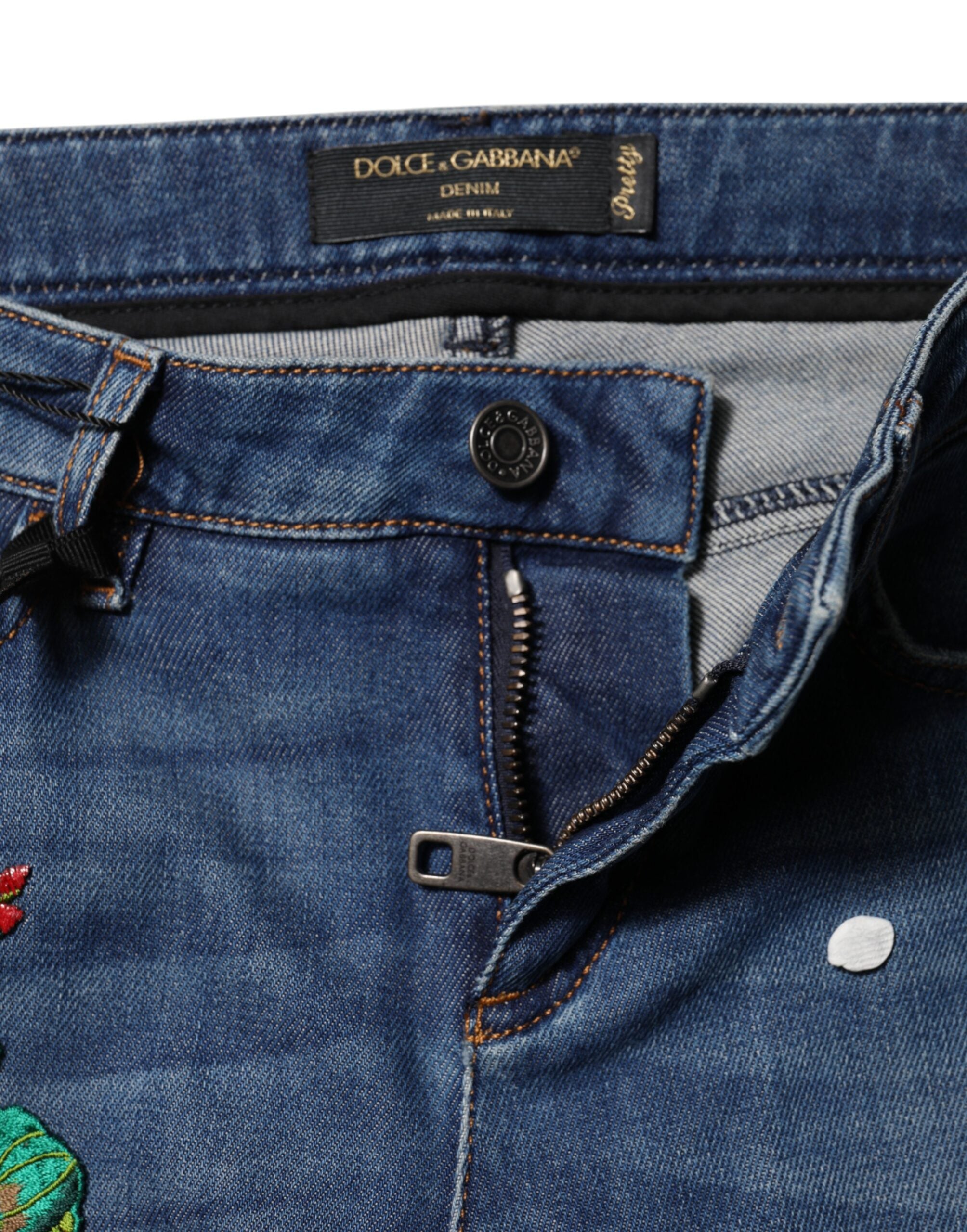 Dolce &amp; Gabbana Blue Cotton Low Waist Skinny Denim Jeans 