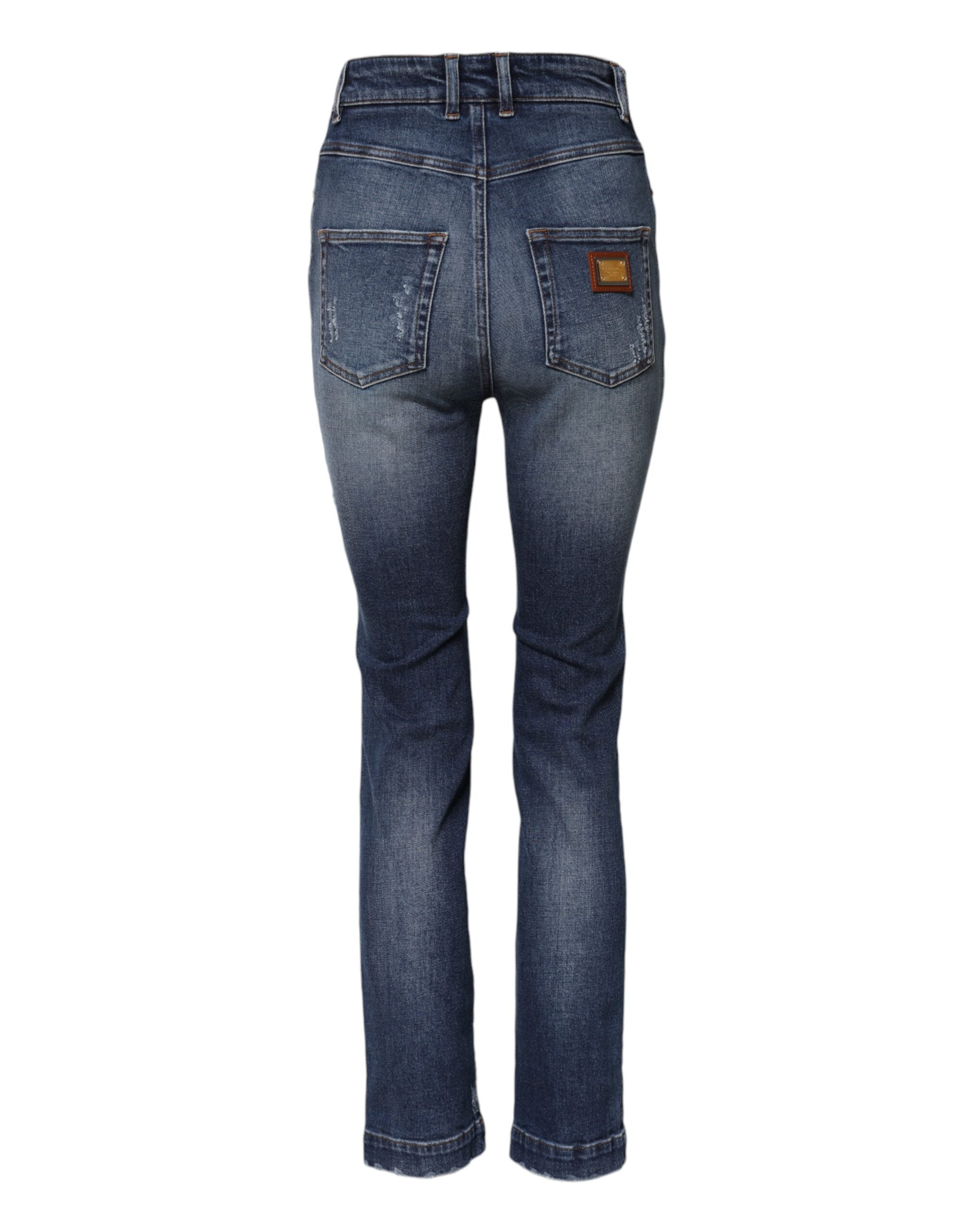 Dolce &amp; Gabbana Blue Rhinestone Embellished Denim Jeans 