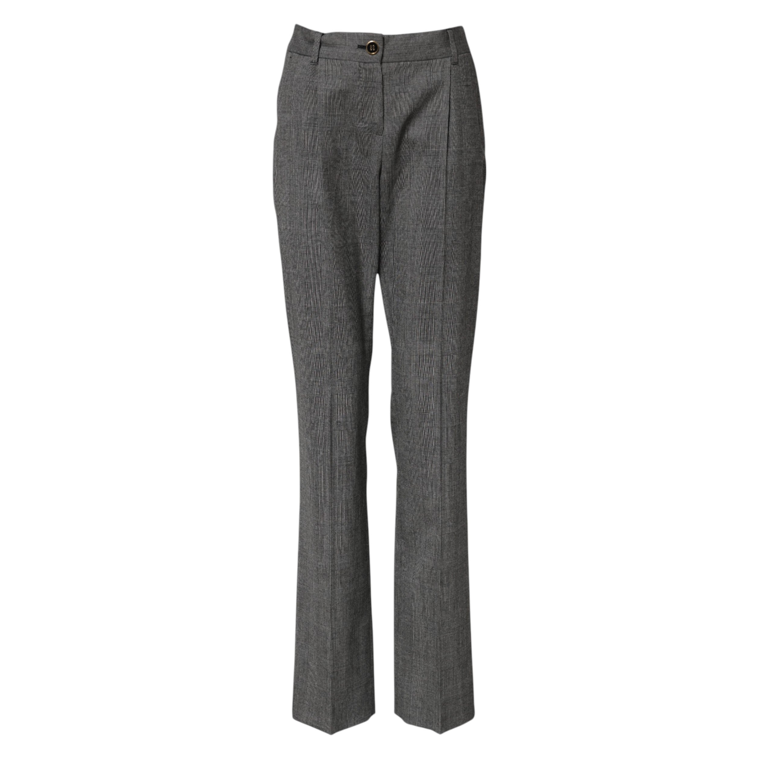Dolce &amp; Gabbana Gray Checkered High Waist Flared Pants 