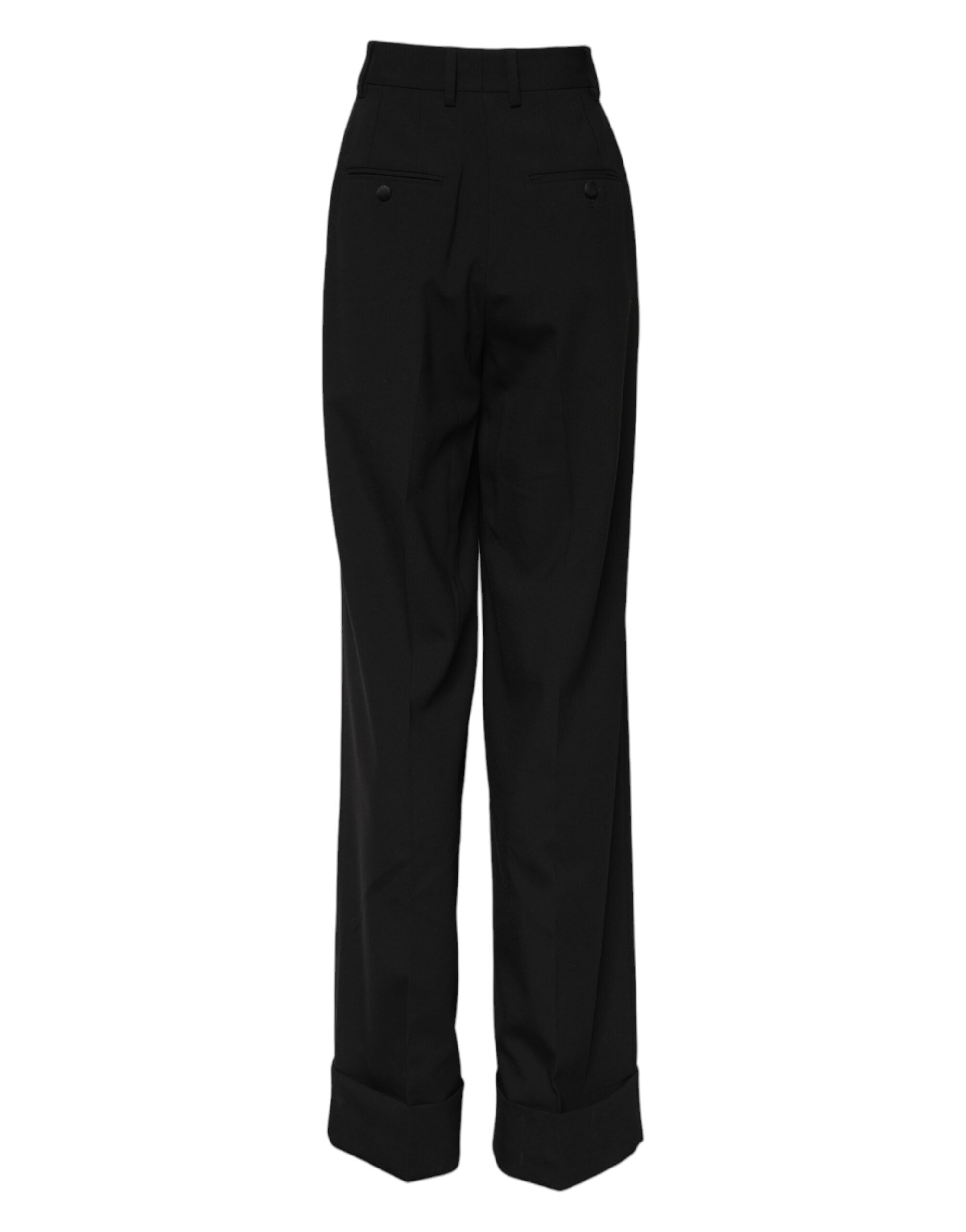 Dolce &amp; Gabbana Black Wool High Waist Formal Pants 