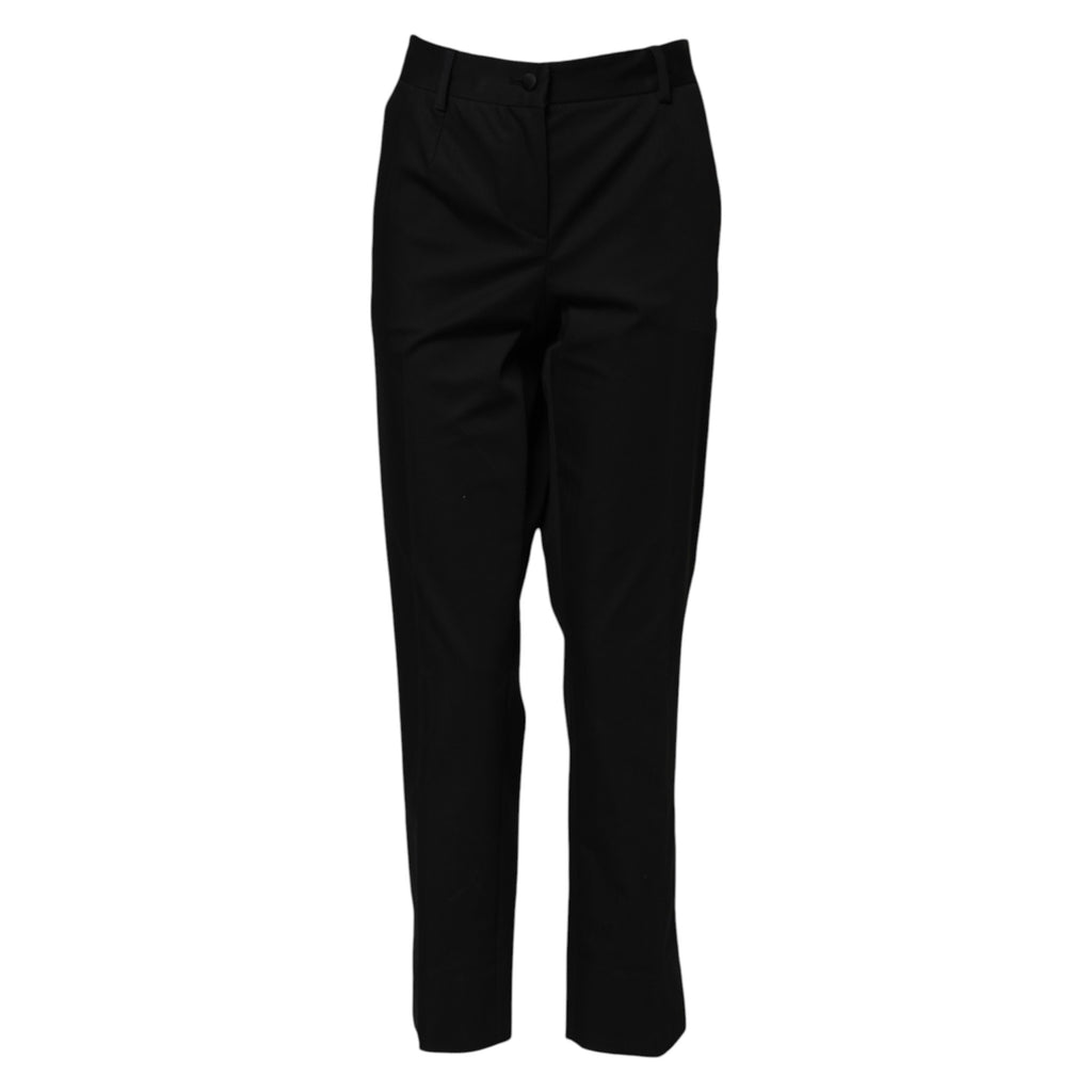 Dolce &amp; Gabbana Black Cotton High Waist Formal Pants 