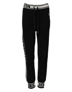 Dolce &amp; Gabbana Black Cotton Jogger Logo Waist Pants 