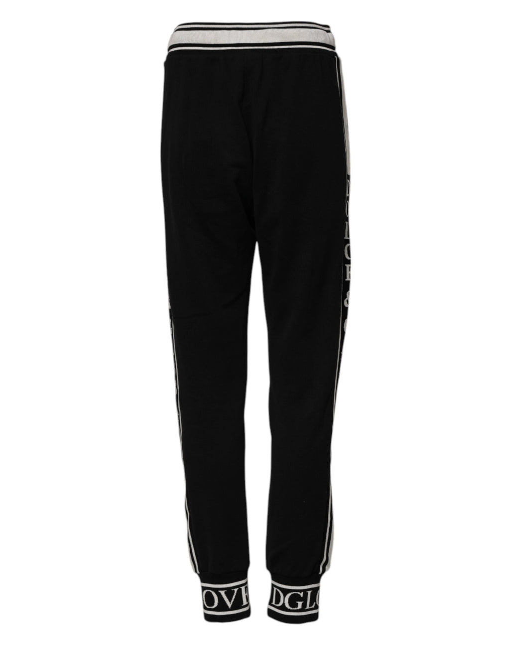 Dolce &amp; Gabbana Black Cotton Jogger Logo Waist Pants 