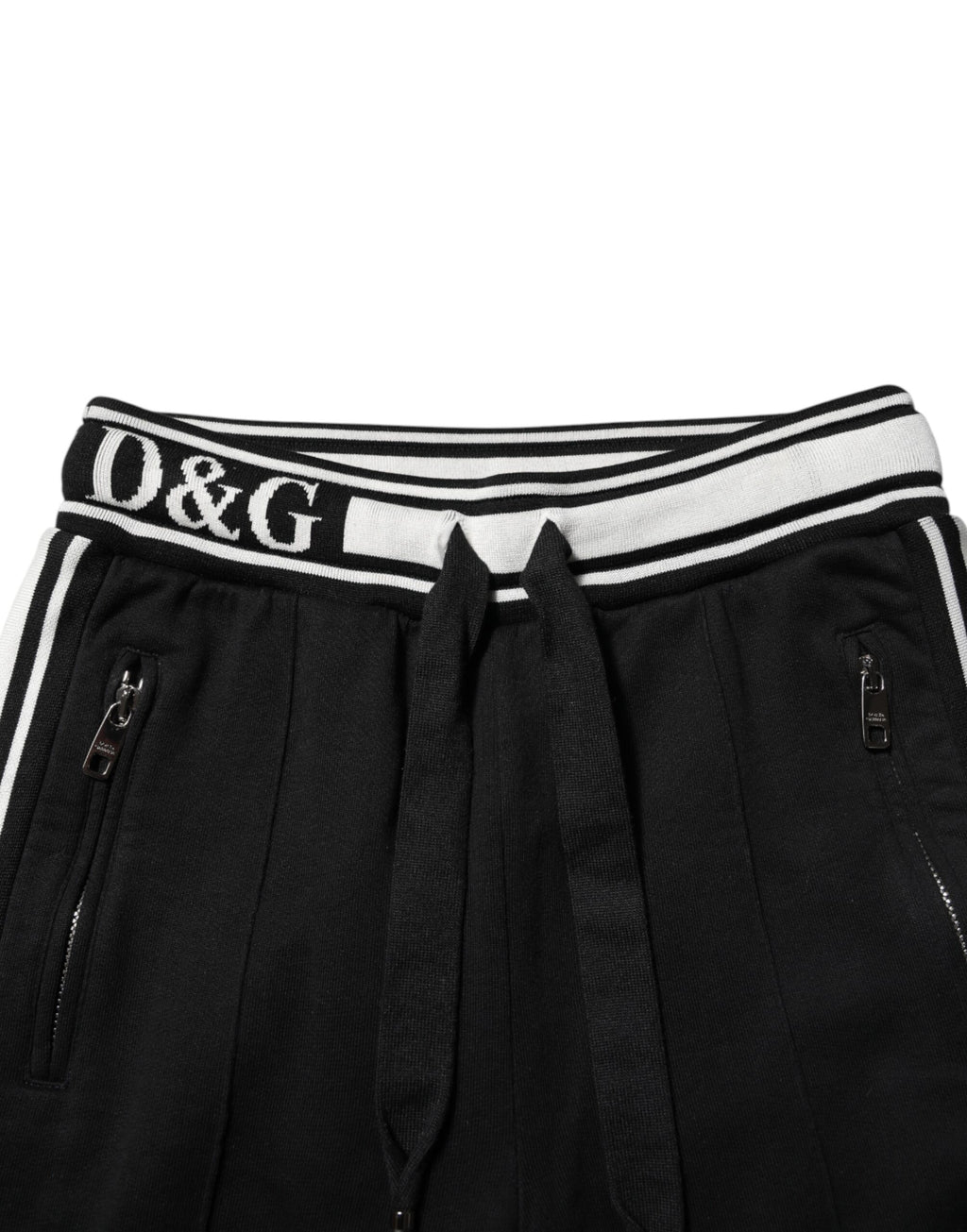 Dolce &amp; Gabbana Black Cotton Jogger Logo Waist Pants 