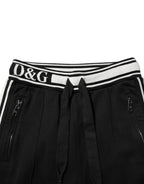Dolce &amp; Gabbana Black Cotton Jogger Logo Waist Pants 