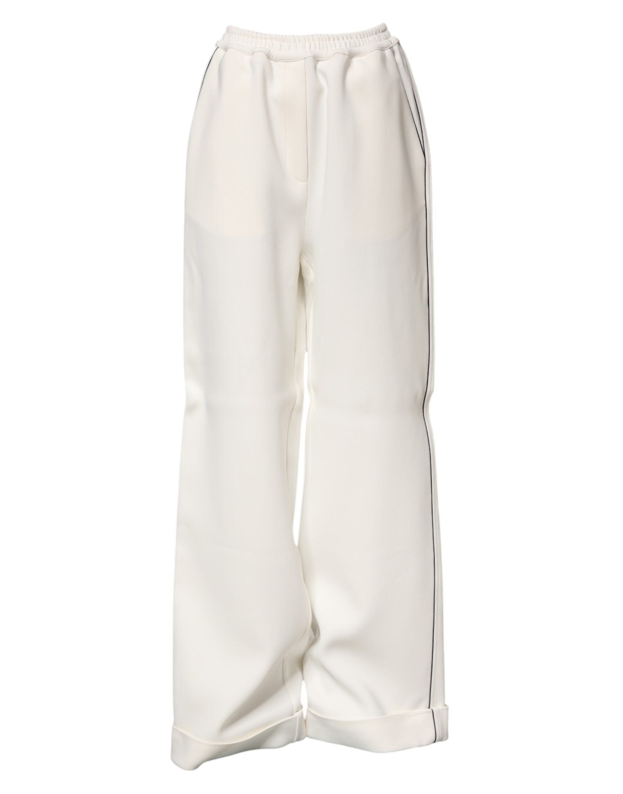 Dolce &amp; Gabbana White Viscose Wide Leg Pull On Pants 