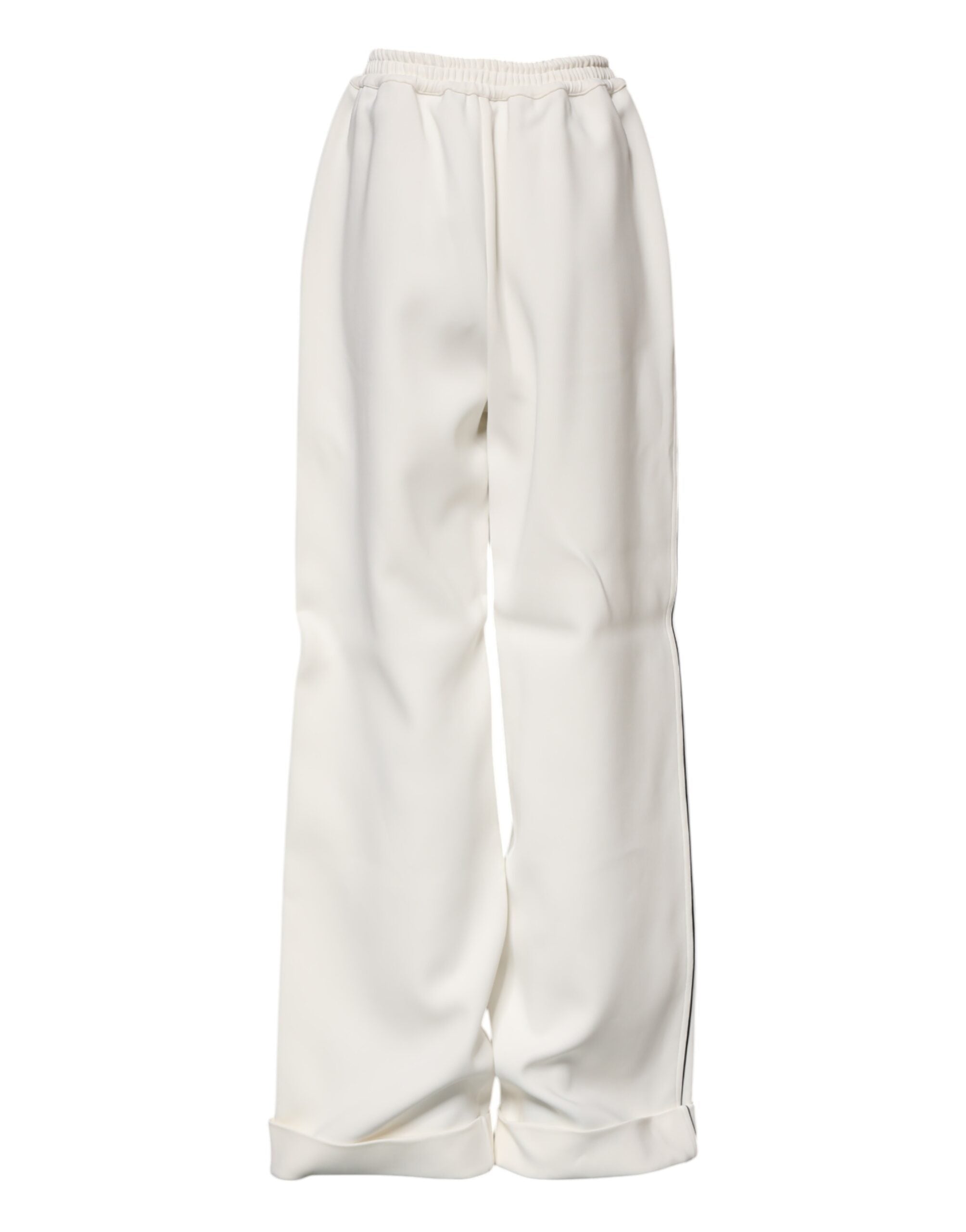 Dolce &amp; Gabbana White Viscose Wide Leg Pull On Pants 