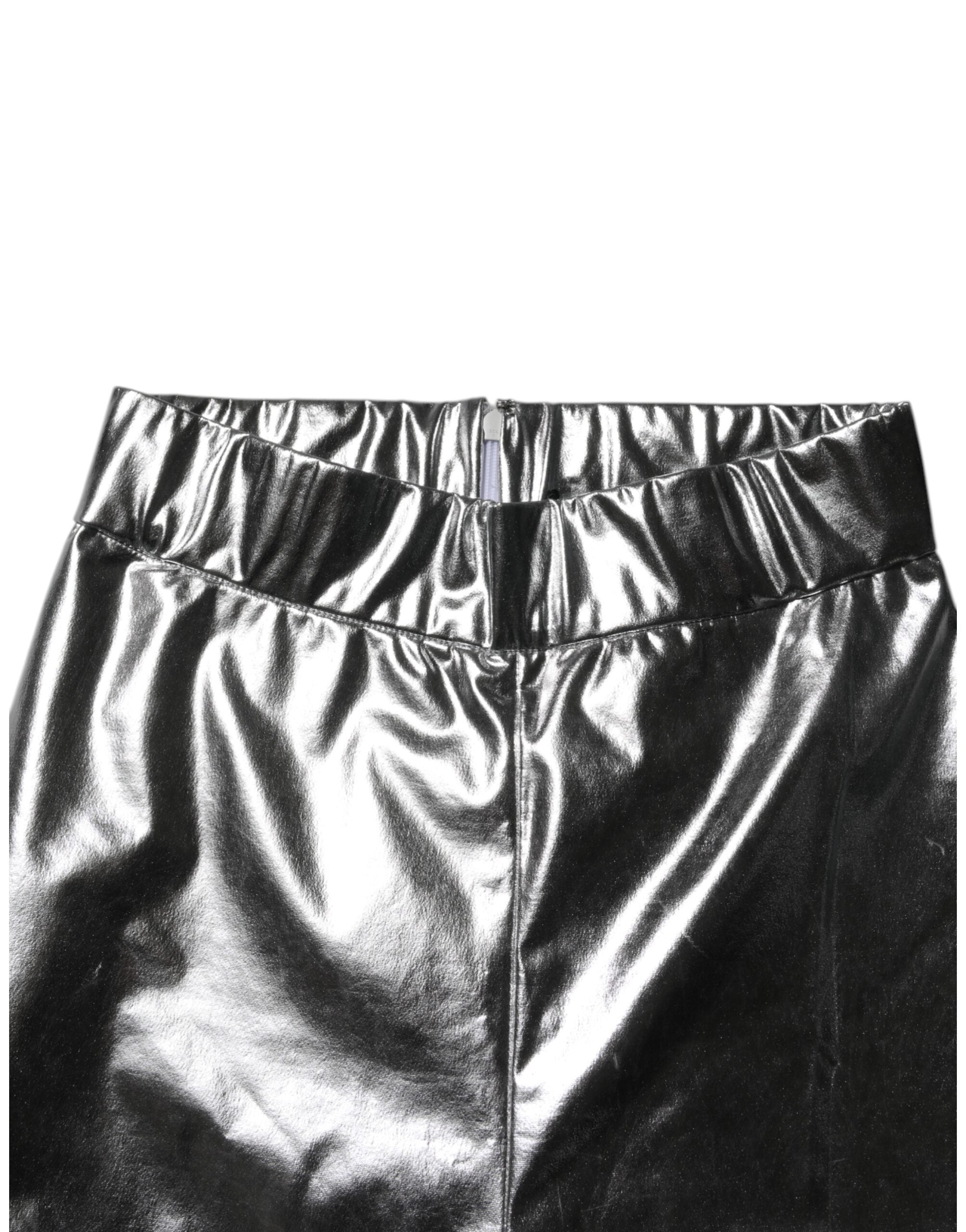 Dolce &amp; Gabbana Metallic Silver Polyester Slim Fit Leggings Pants 