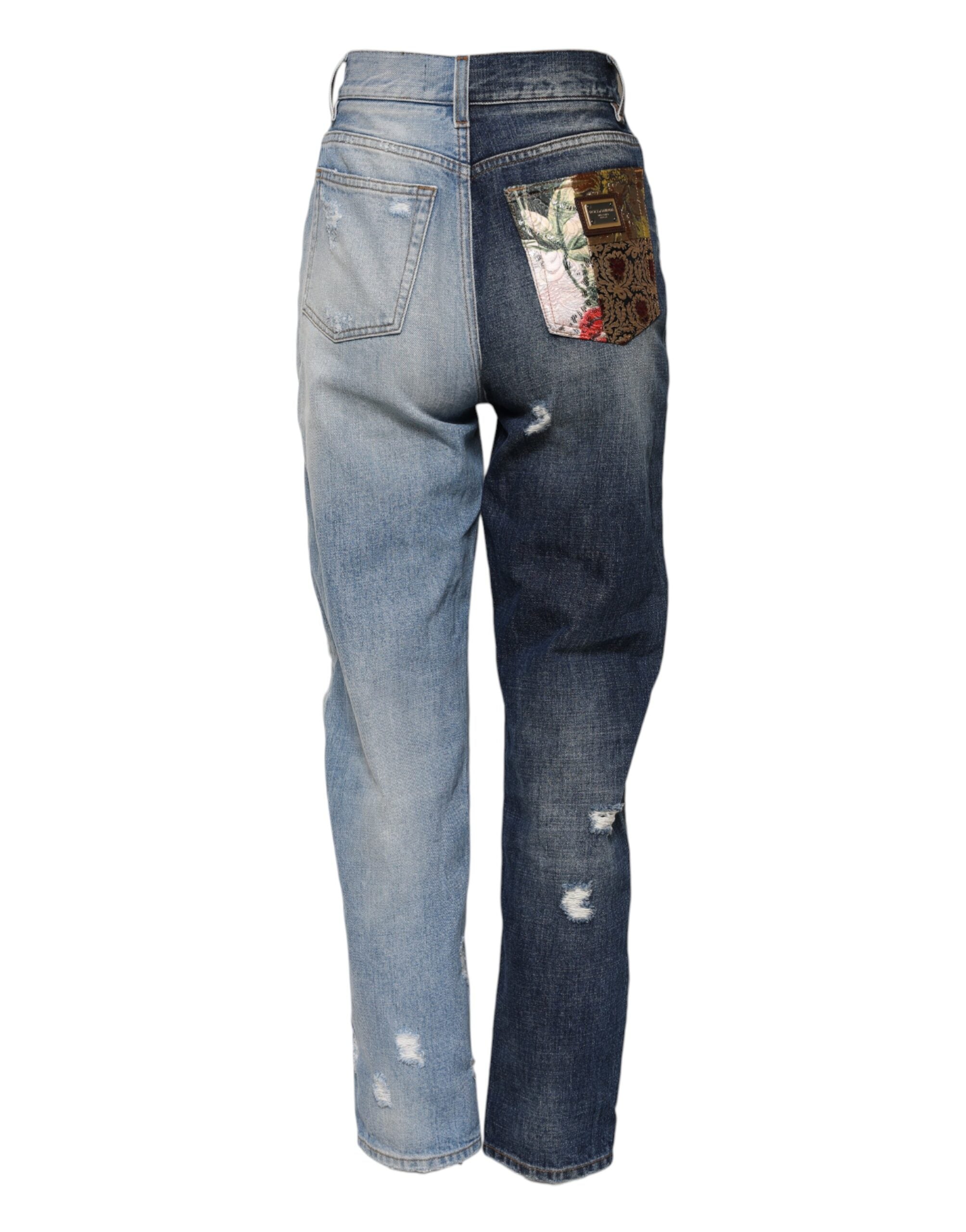 Dolce &amp; Gabbana Multicolor Patchwork Tapered Denim Jeans 