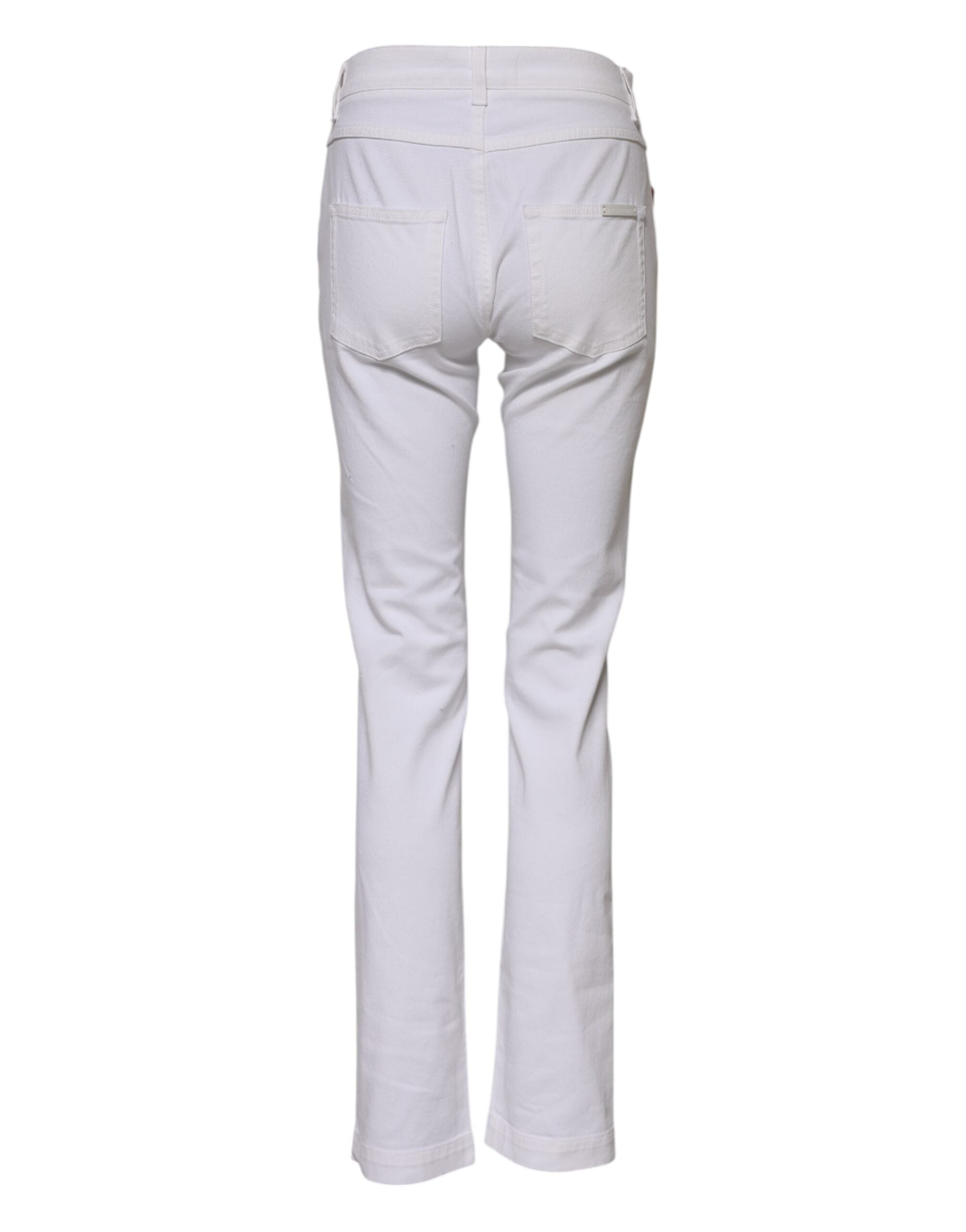 Dolce &amp; Gabbana White Floral Embroidery GIRLY Denim Jeans 