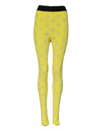 Dolce &amp; Gabbana Yellow Logo Slim Fit Leggings Pants 