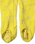 Dolce &amp; Gabbana Yellow Logo Slim Fit Leggings Pants 