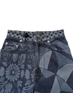 Dolce &amp; Gabbana Blue Graphic Print Cotton Skinny Denim Jeans 