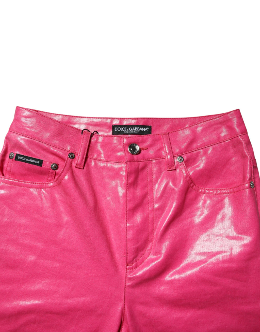 Dolce &amp; Gabbana Pink Cotton High Waisted Skinny Denim Jeans