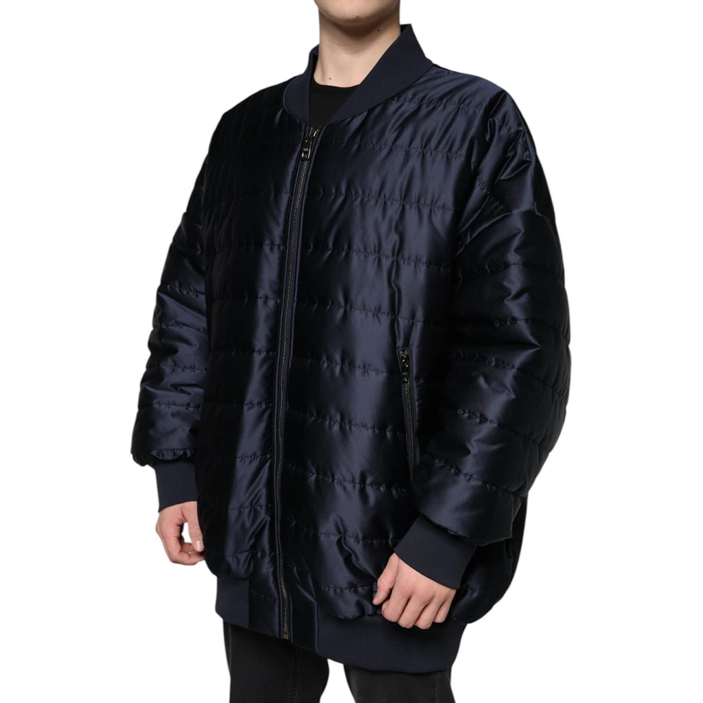 Dolce &amp; Gabbana Dark Blue Quilted Full Zip Bomber Jacket